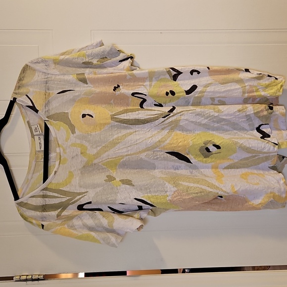 Rachel Zoe 100% Linen Womens 2X plus size floral white shirt top tunic NWT - Picture 1 of 4